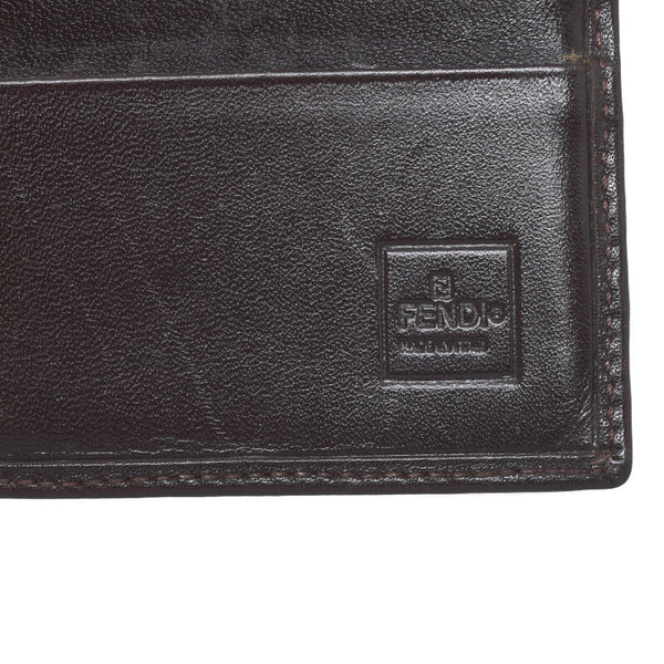 フェンディ ズッカ 二つ折り財布 ブラウン キャンバス レザー レディース FENDI 【中古】