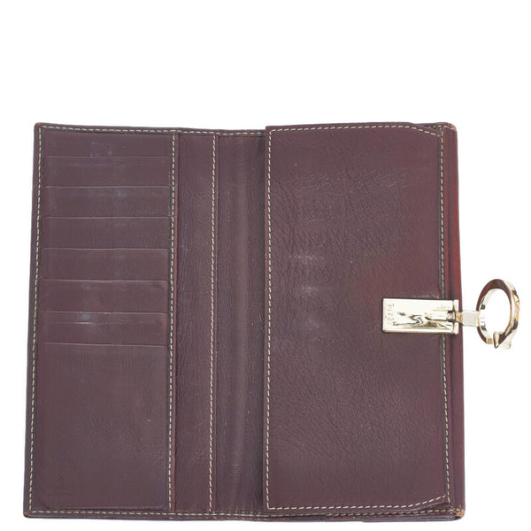 グッチ GGキャンバス 長財布 190389 ベージュ ワインレッド キャンバス レザー レディース GUCCI 【中古】