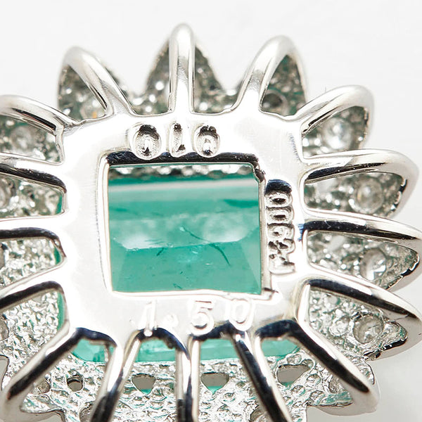 Pt900 プラチナ エメラルド1.50ct ダイヤ0.10ct ペンダントトップ レディース 【中古】
