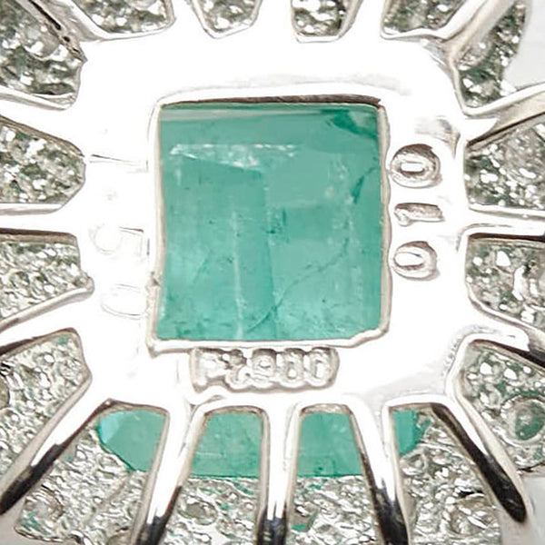Pt900 プラチナ エメラルド1.50ct ダイヤ0.10ct ペンダントトップ レディース 【中古】