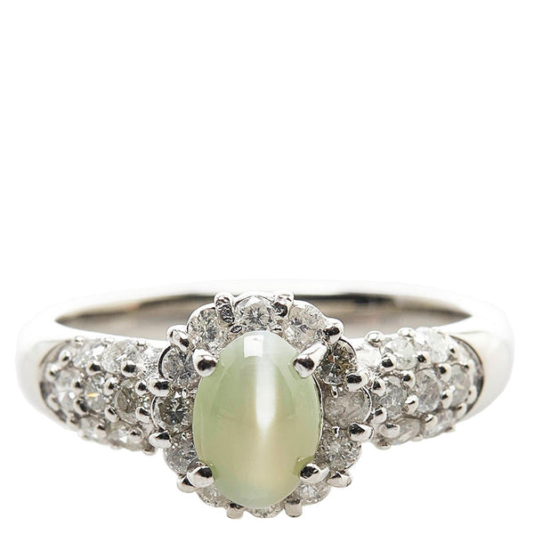 Pt900 プラチナ キャッツアイ1.20ct ダイヤ0.50ct リング 指輪 レディース 12号 【中古】