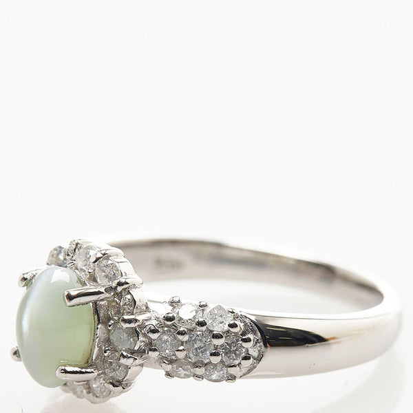 Pt900 プラチナ キャッツアイ1.20ct ダイヤ0.50ct リング 指輪 レディース 12号 【中古】