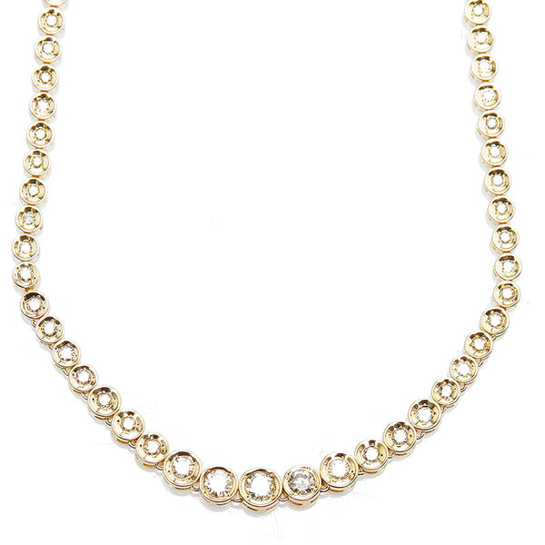 K18YG イエローゴールド ダイヤ3.00ct テニスチェーン ネックレス レディース 【中古】