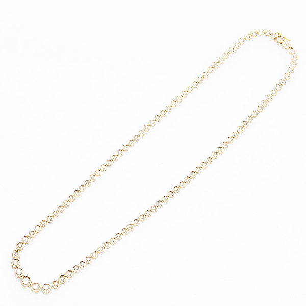 K18YG イエローゴールド ダイヤ3.00ct テニスチェーン ネックレス レディース 【中古】