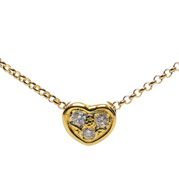 タサキ K18YG イエローゴールド ダイヤ0.03ct ハート ネックレス ペンダント レディース TASAKI 【中古】