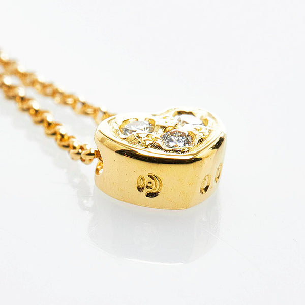 タサキ K18YG イエローゴールド ダイヤ0.03ct ハート ネックレス ペンダント レディース TASAKI 【中古】