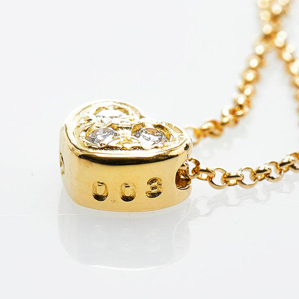 タサキ K18YG イエローゴールド ダイヤ0.03ct ハート ネックレス ペンダント レディース TASAKI 【中古】