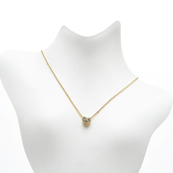 タサキ K18YG イエローゴールド ダイヤ0.03ct ハート ネックレス ペンダント レディース TASAKI 【中古】