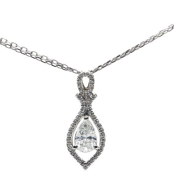 ノーブランド Pt900 プラチナ K14WG ホワイトゴールド ダイヤ0.867ct ダイヤ0.18ct ペンダント ネックレス  no brand 【中古】