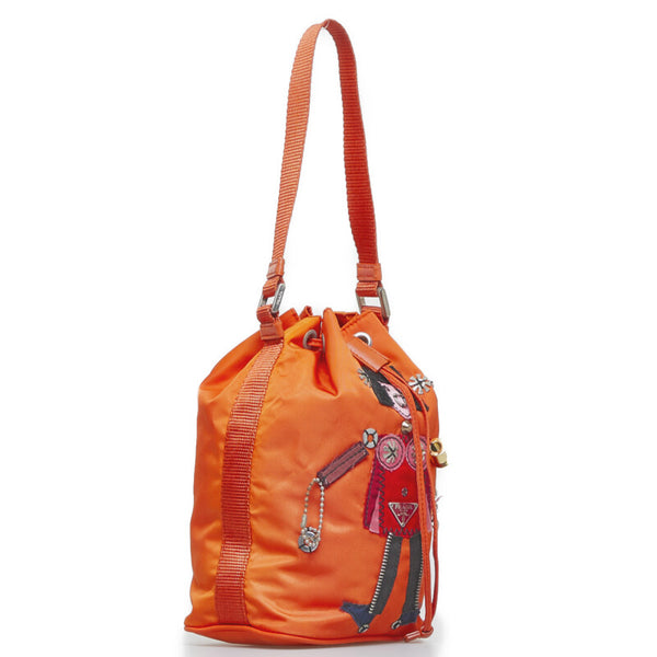 プラダ ハンドバッグ LN03669 オレンジ マルチカラー ナイロン レディース PRADA 【中古】