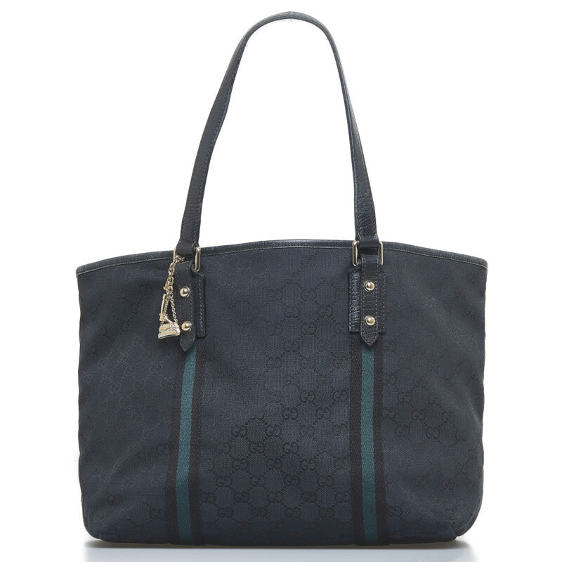 グッチ GGキャンバス シェリー ハンドバッグ トートバッグ 139260 ブラック キャンバス レザー レディース GUCCI 【中古】