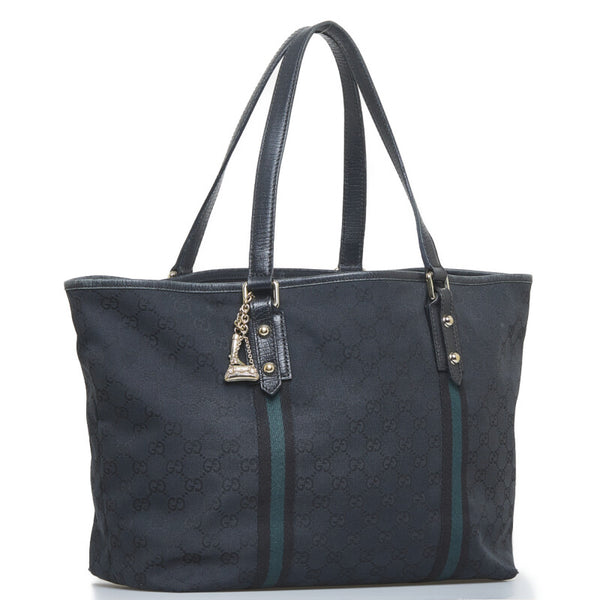 グッチ GGキャンバス シェリー ハンドバッグ トートバッグ 139260 ブラック キャンバス レザー レディース GUCCI 【中古】