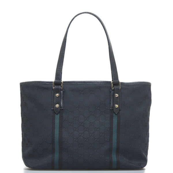 グッチ GGキャンバス シェリー ハンドバッグ トートバッグ 139260 ブラック キャンバス レザー レディース GUCCI 【中古】