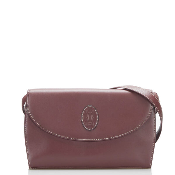 カルティエ マストライン 斜め掛け ショルダーバッグ ボルドー レッド レザー レディース CARTIER 【中古】