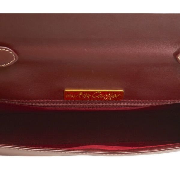 カルティエ マストライン 斜め掛け ショルダーバッグ ボルドー レッド レザー レディース CARTIER 【中古】