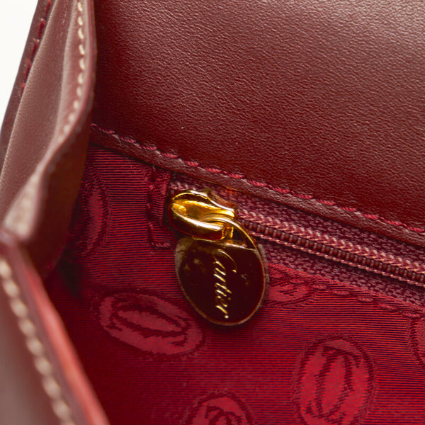カルティエ マストライン 斜め掛け ショルダーバッグ ボルドー レッド レザー レディース CARTIER 【中古】