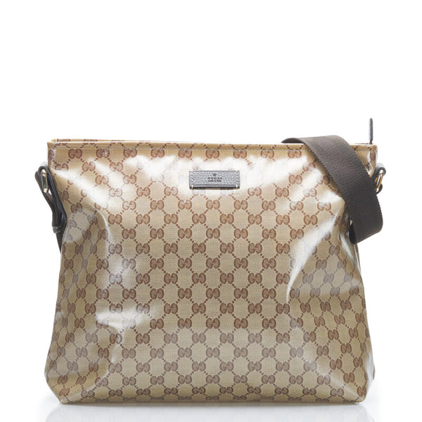 グッチ GGクリスタル 斜め掛け ショルダーバッグ 339569 ブラウン PVC レザー レディース GUCCI 【中古】