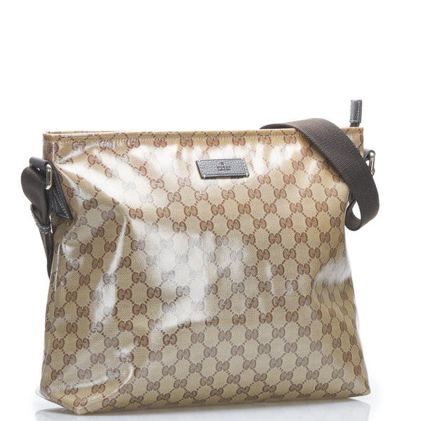 グッチ GGクリスタル 斜め掛け ショルダーバッグ 339569 ブラウン PVC レザー レディース GUCCI 【中古】