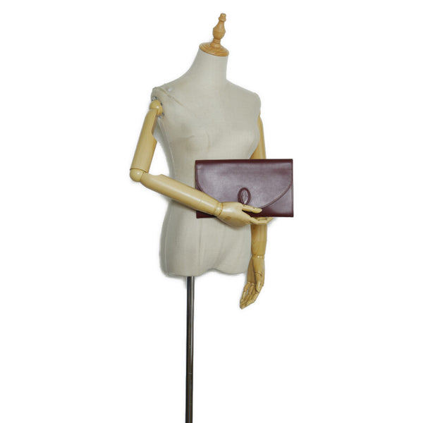 カルティエ マスト クラッチバッグ セカンドバッグ ボルドー レッド レザー レディース CARTIER 【中古】