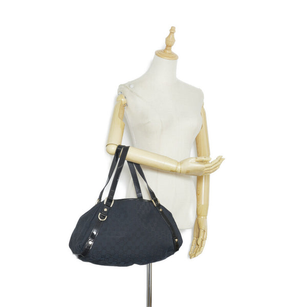 グッチ GGキャンバス アビー トートバッグ 130736 ブラック キャンバス エナメル レディース GUCCI 【中古】