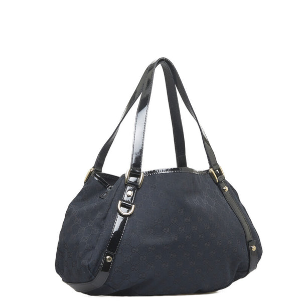 グッチ GGキャンバス アビー トートバッグ 130736 ブラック キャンバス エナメル レディース GUCCI 【中古】
