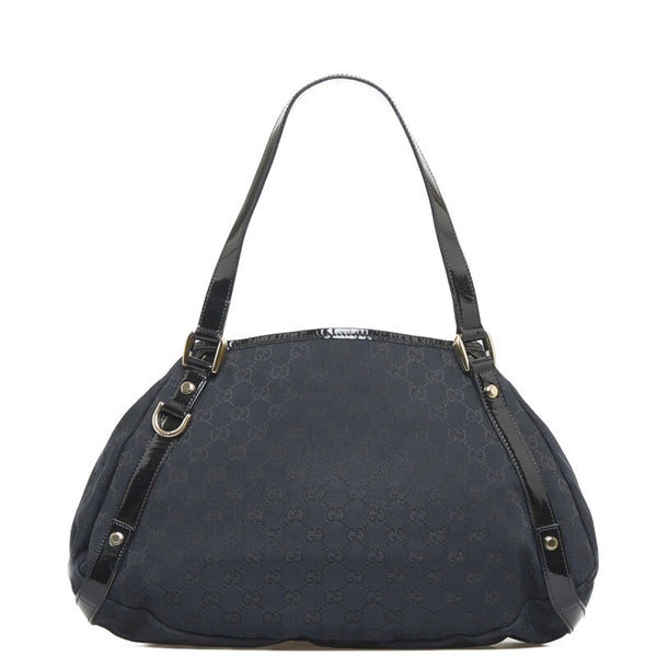 グッチ GGキャンバス アビー トートバッグ 130736 ブラック キャンバス エナメル レディース GUCCI 【中古】