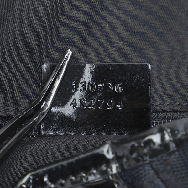 グッチ GGキャンバス アビー トートバッグ 130736 ブラック キャンバス エナメル レディース GUCCI 【中古】