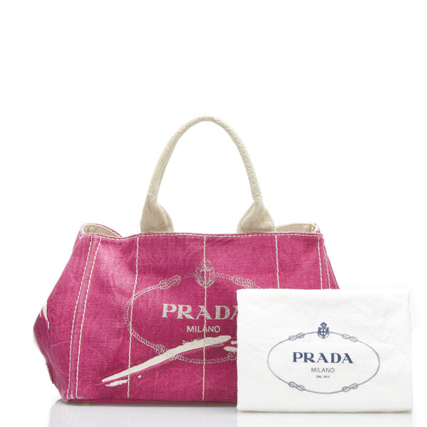 プラダ カナパ L ハンドバッグ パープル キャンバス レディース PRADA 【中古】