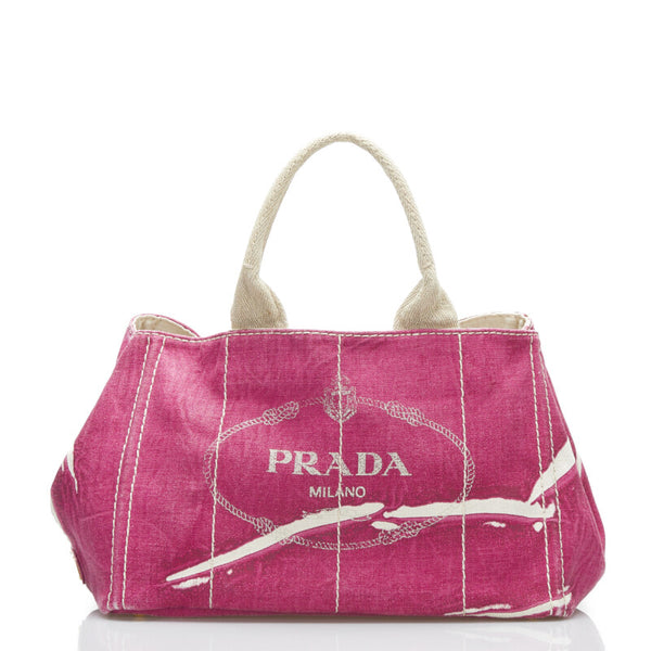 プラダ カナパ L ハンドバッグ パープル キャンバス レディース PRADA 【中古】