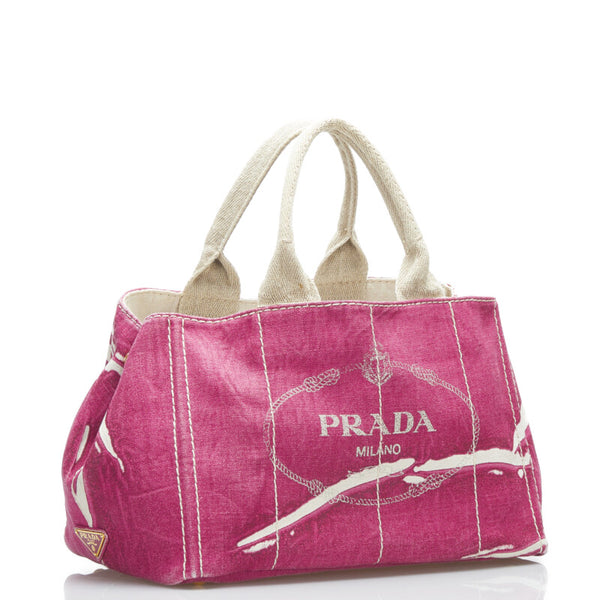 プラダ カナパ L ハンドバッグ パープル キャンバス レディース PRADA 【中古】