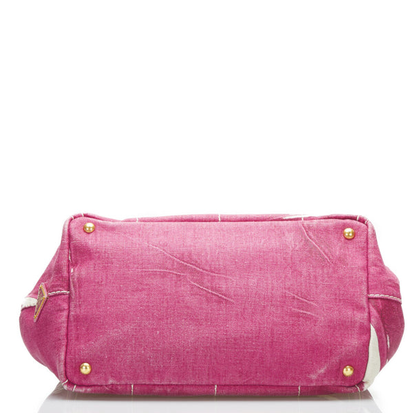 プラダ カナパ L ハンドバッグ パープル キャンバス レディース PRADA 【中古】