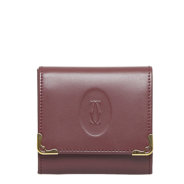 カルティエ コインケース ボルドー レザー レディース CARTIER 【中古】