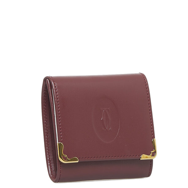 カルティエ コインケース ボルドー レザー レディース CARTIER 【中古】