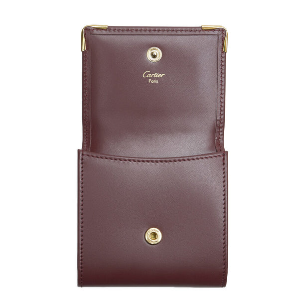カルティエ コインケース ボルドー レザー レディース CARTIER 【中古】