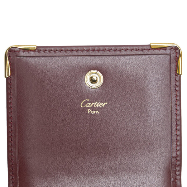 カルティエ コインケース ボルドー レザー レディース CARTIER 【中古】