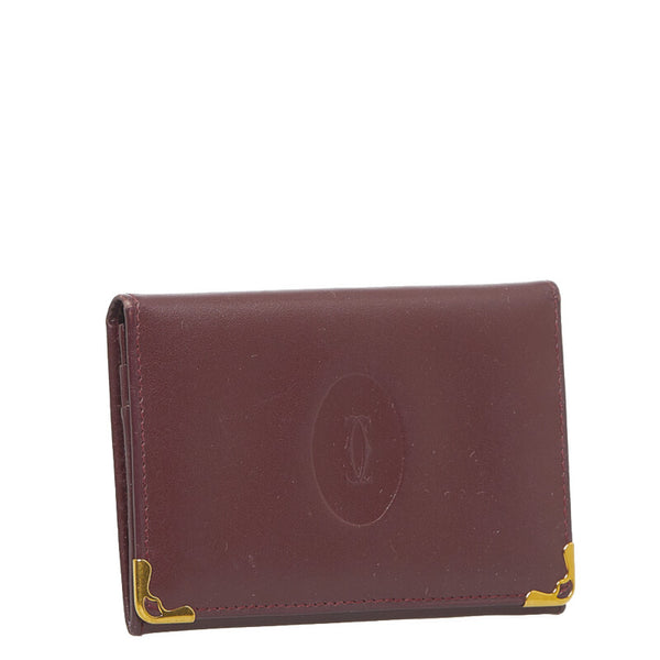 カルティエ カードケース ワインレッド レザー レディース CARTIER 【中古】