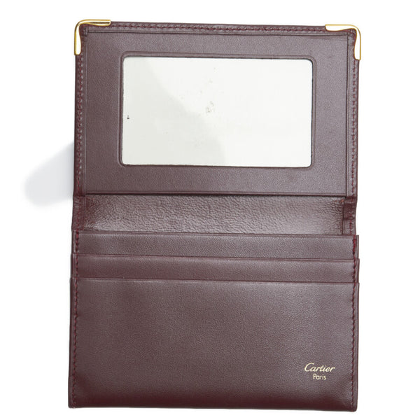 カルティエ カードケース ワインレッド レザー レディース CARTIER 【中古】