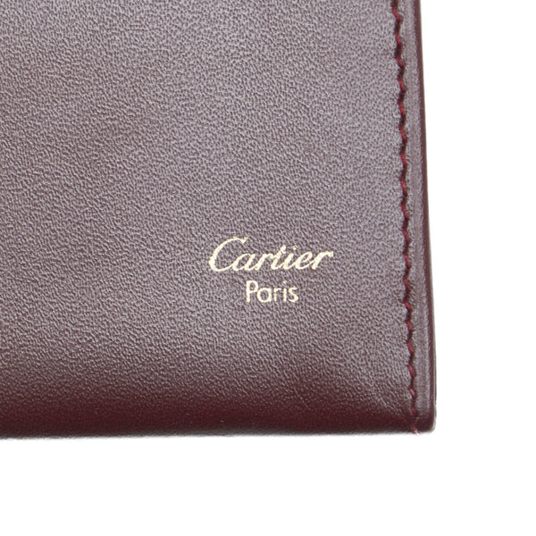 カルティエ カードケース ワインレッド レザー レディース CARTIER 【中古】