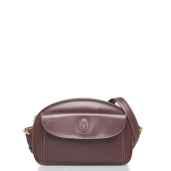 カルティエ マスト 斜め掛け ショルダーバッグ ボルドー レッド レザー レディース CARTIER 【中古】