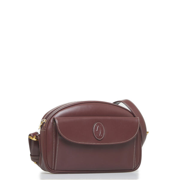 カルティエ マスト 斜め掛け ショルダーバッグ ボルドー レッド レザー レディース CARTIER 【中古】