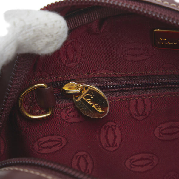 カルティエ マスト 斜め掛け ショルダーバッグ ボルドー レッド レザー レディース CARTIER 【中古】