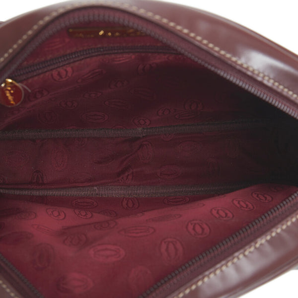 カルティエ マスト 斜め掛け ショルダーバッグ ボルドー レッド レザー レディース CARTIER 【中古】