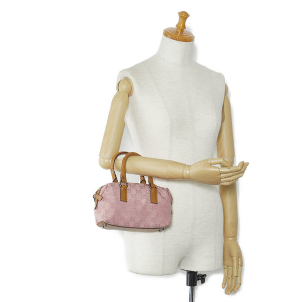 グッチ GGキャンバス ハンドバッグ ミニボストンバッグ 113010 ピンク ベージュ キャンバス レザー レディース GUCCI 【中古】