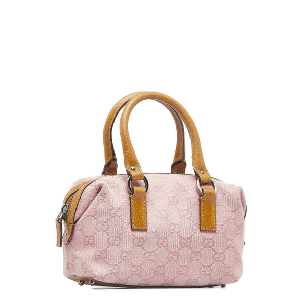 グッチ GGキャンバス ハンドバッグ ミニボストンバッグ 113010 ピンク ベージュ キャンバス レザー レディース GUCCI 【中古】