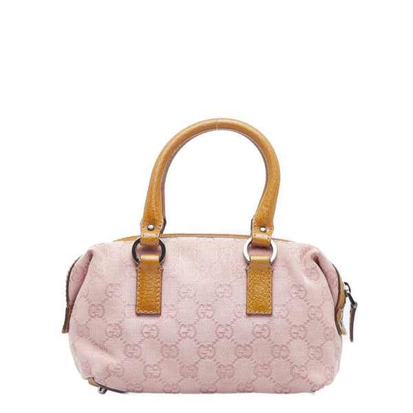 グッチ GGキャンバス ハンドバッグ ミニボストンバッグ 113010 ピンク ベージュ キャンバス レザー レディース GUCCI 【中古】