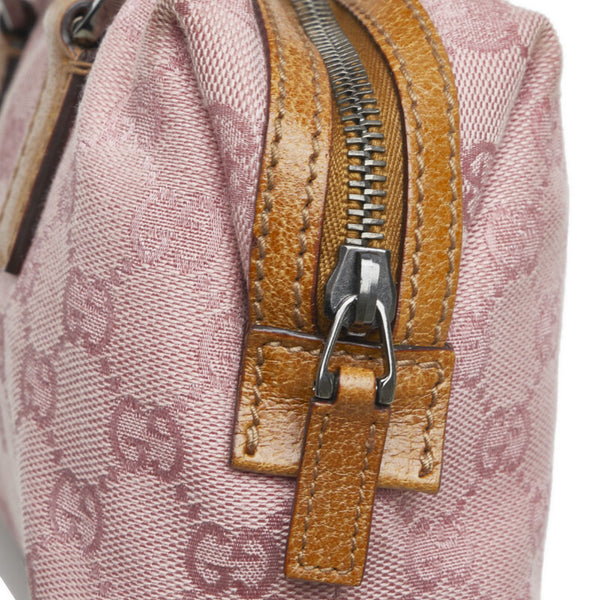 グッチ GGキャンバス ハンドバッグ ミニボストンバッグ 113010 ピンク ベージュ キャンバス レザー レディース GUCCI 【中古】