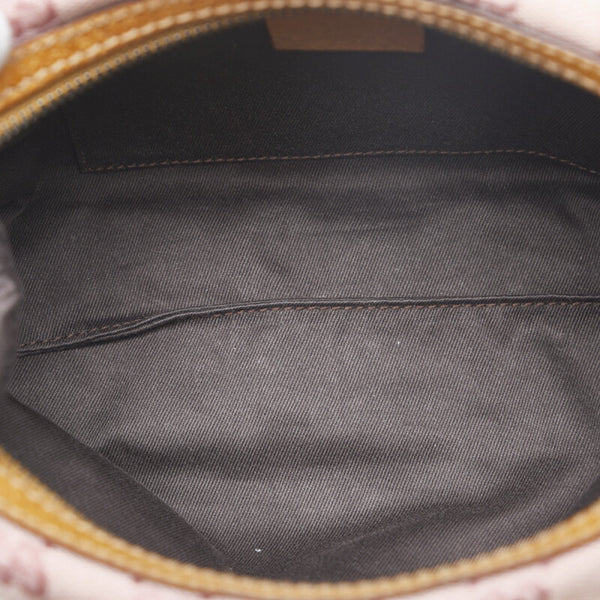 グッチ GGキャンバス ハンドバッグ ミニボストンバッグ 113010 ピンク ベージュ キャンバス レザー レディース GUCCI 【中古】