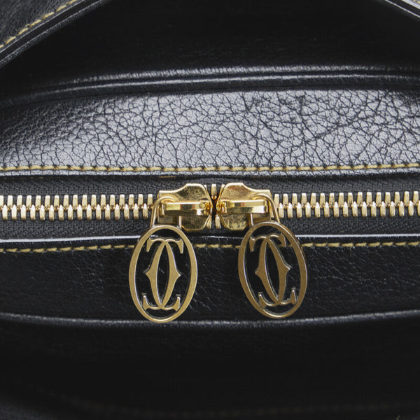 カルティエ マルチェロMM ハンドバッグ トートバッグ ブラック レザー レディース CARTIER 【中古】