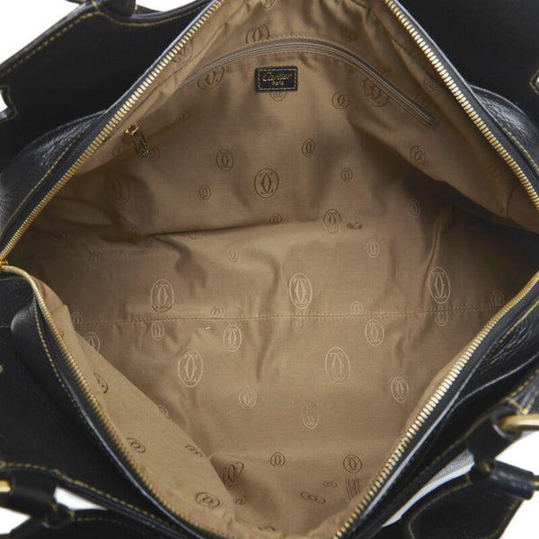 カルティエ マルチェロMM ハンドバッグ トートバッグ ブラック レザー レディース CARTIER 【中古】