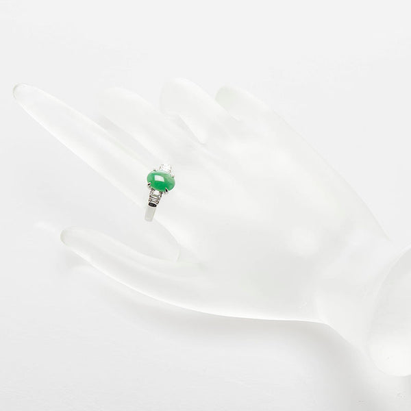 Pt850 プラチナ ひすい1.90ct ダイヤ0.33ct リング 指輪 レディース 13号 【中古】